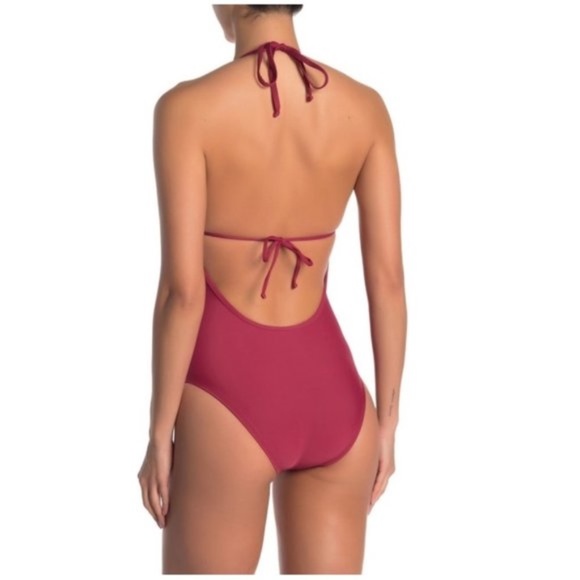 Ella Moss V-Neck Solid One-Piece Swimsuit - Picture 2 of 7